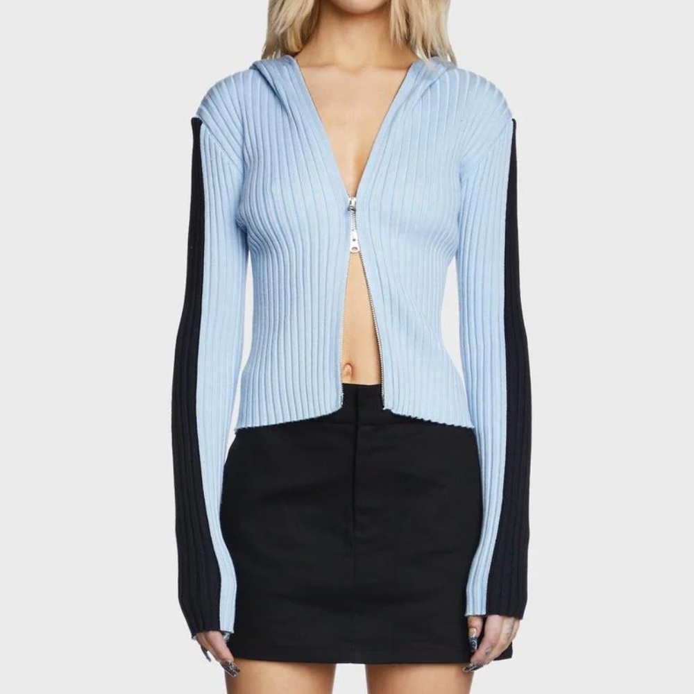 Edikted Knitted Double Zip Up Hooded Cardigan